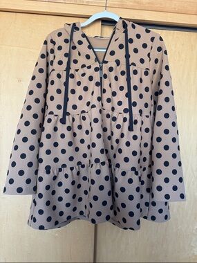 Eva Franco Beige Tunic with Black Polka Dots
